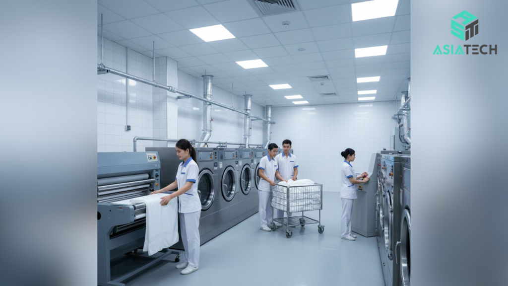 máy giặt công nghiệp khách sạn